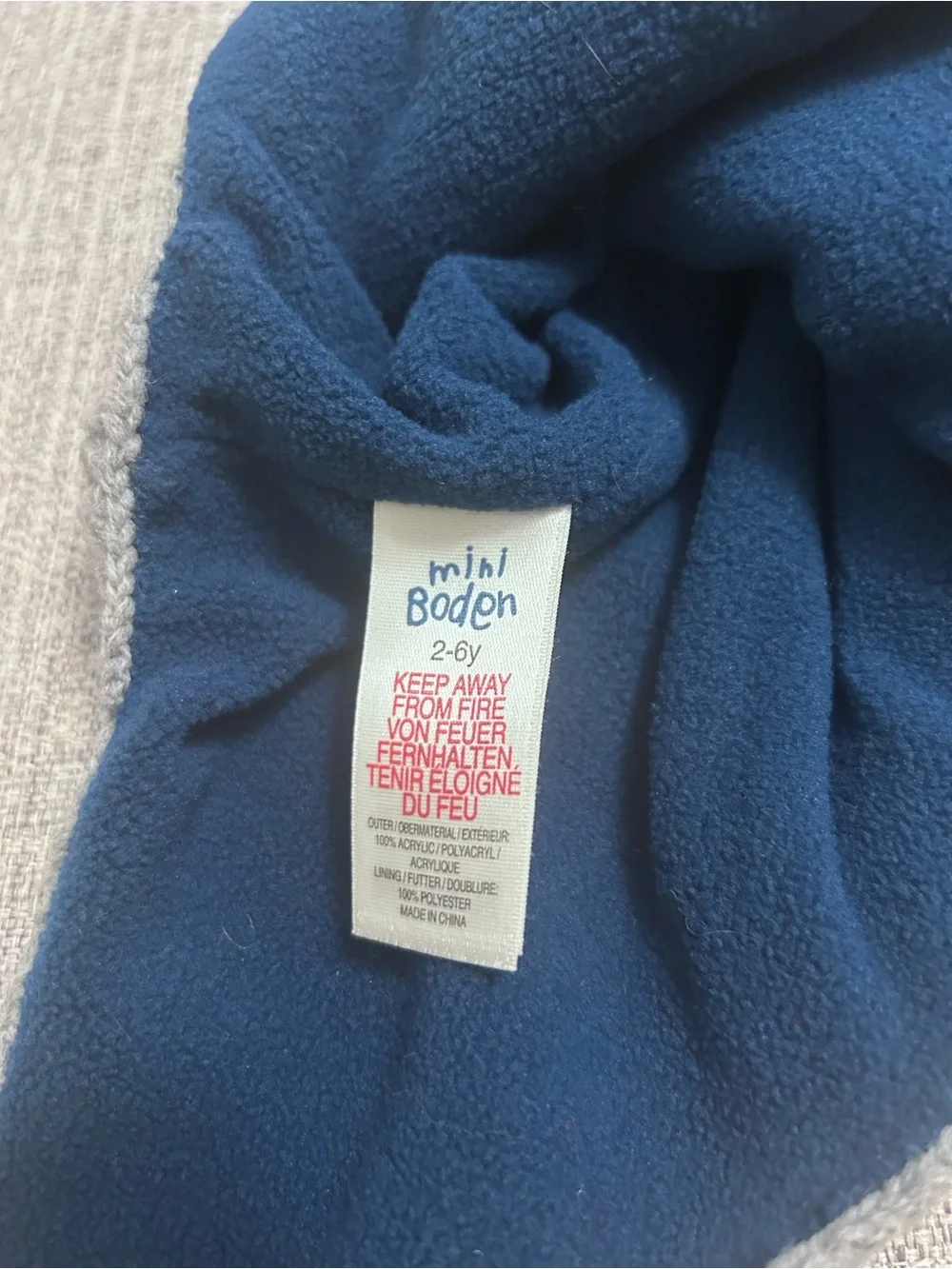 Mini Biden Trapper Beanie Bright Blue Pom w Gray Stripes & Star. Size 2-6Y